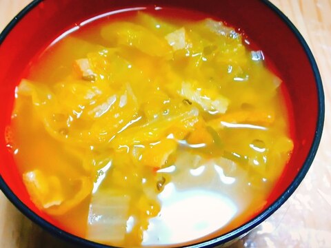 白菜と豆のキムチスープ風〜